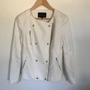 White cotton moto blazer